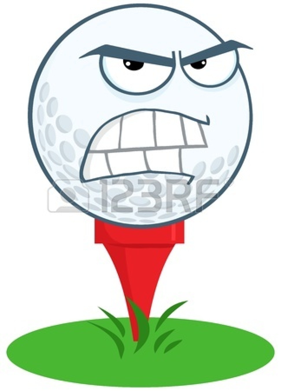 Golf Ball On Tee Clip Art 20749040 Angry Golf Ball Over Tee Jpg