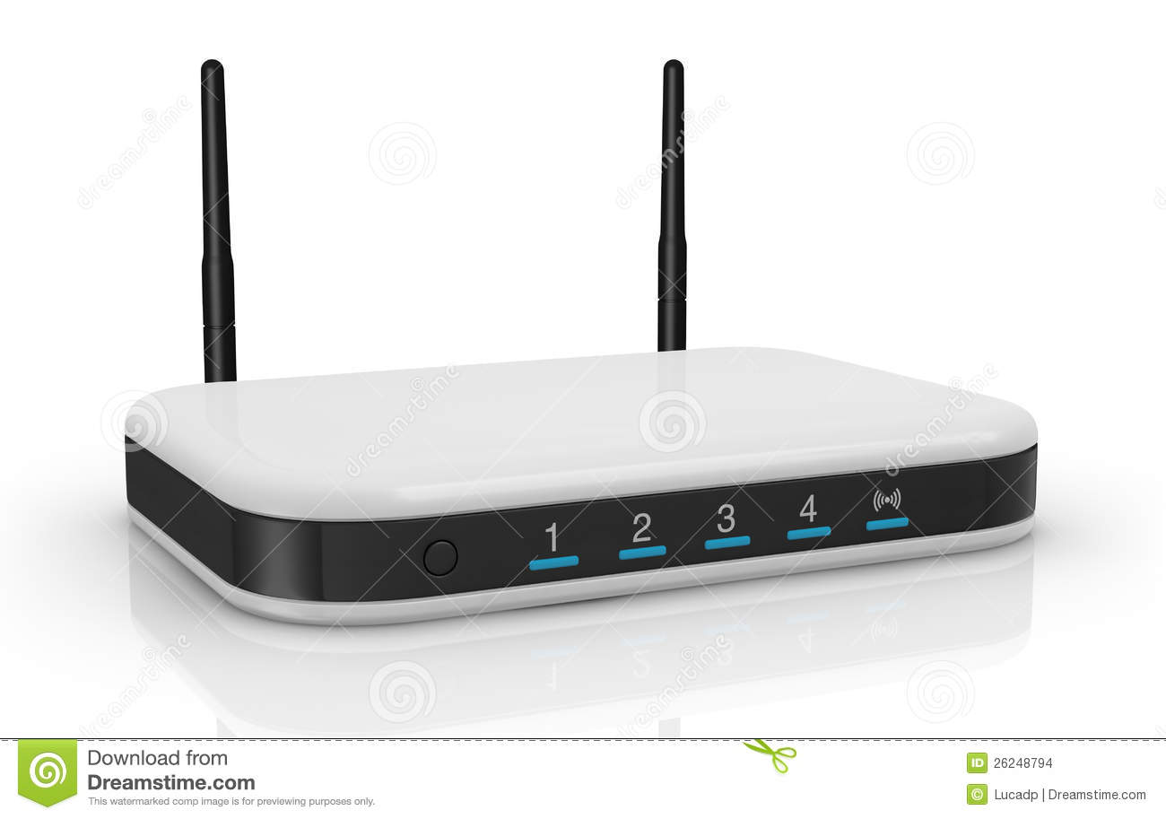 One Modem Router With Two Antennas For Wireless Network  3d Render  