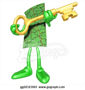 Stock Illustrations   Map With Gold Key  Stock Clipart Gg58323065