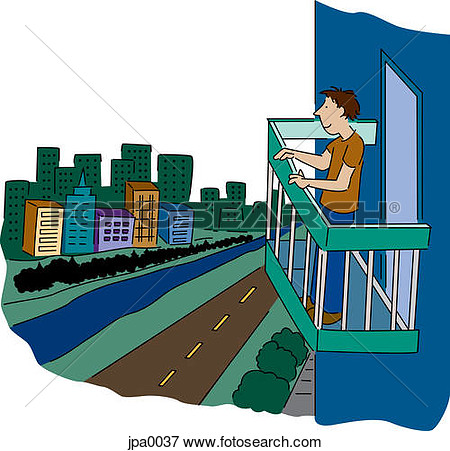 The View Of The City From His Balcony  Fotosearch   Search Eps Clipart