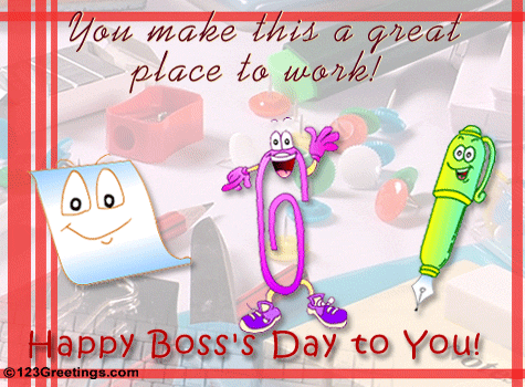 With You  Free Happy Boss S Day Ecards Greeting Cards   123 Greetings