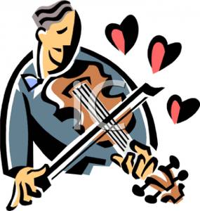 Cartoon Of A Violinist Playing Music   Royalty Free Clipart Picture