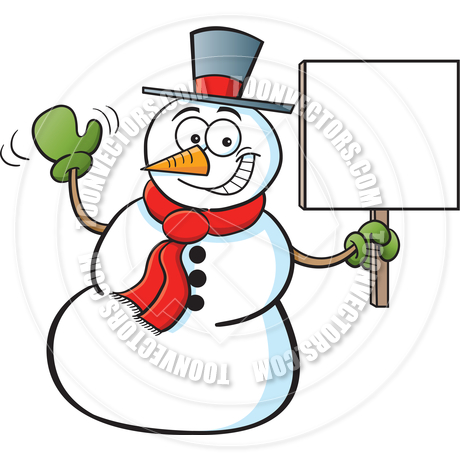 Cartoon Snowman Holding A Sign By Kenbenner   Toon Vectors Eps  8961