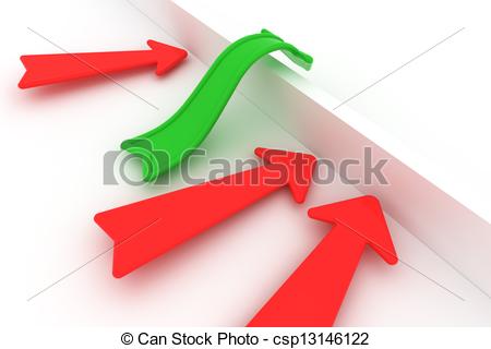 Clip Art Of Overcoming Obstacles   Green Arrow Is Overcoming The