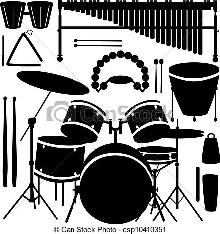 Clipart Vector Of Percussion Instruments Vector   Drums Cymbals And