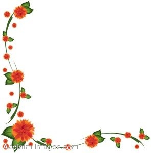 Description  Clip Art Of An Orange Dahlia Flower Page Border Design    