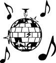 Disco Ball With Musical Notes Clip Art