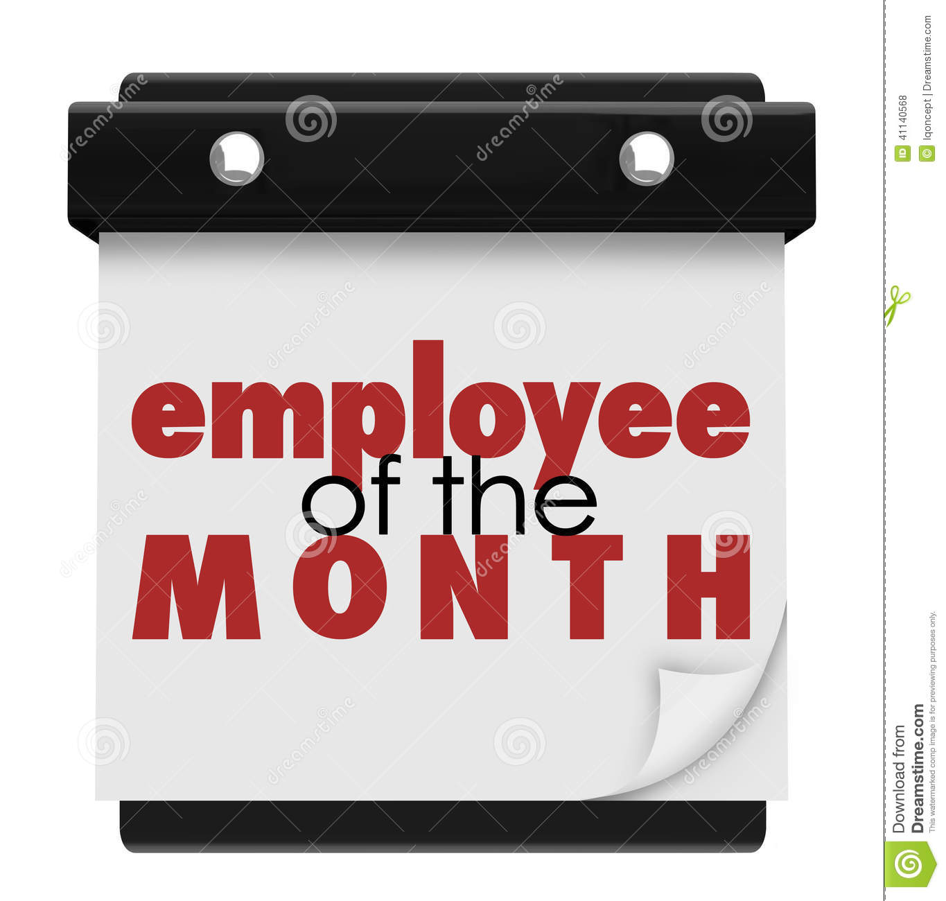 Employee Of The Month Words On A Wall Calendar Or Sign Recognizing The    