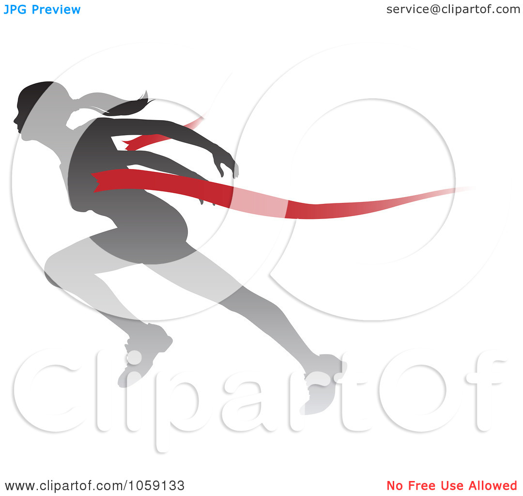 Female Runner Breaking Through The Finish Line By Atstockillustration