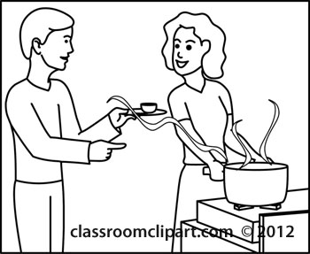 Home   Man Woman Cooking In Kitchen 12412 Outline   Classroom Clipart