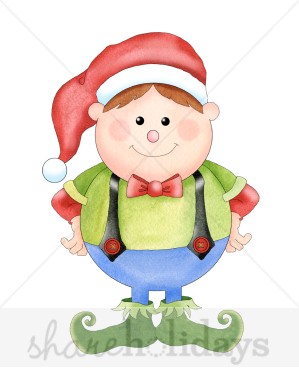 Playful Elves Clipart Elf Holiday Card Elf Image Retro Happy Holidays