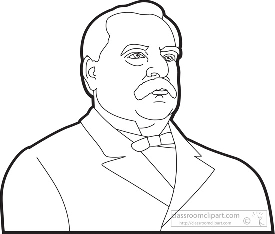 President Grover Cleveland Outline Clipart   Classroom Clipart