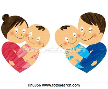 Stock Illustration Of Illustration Of A Mother Father And Two Babies