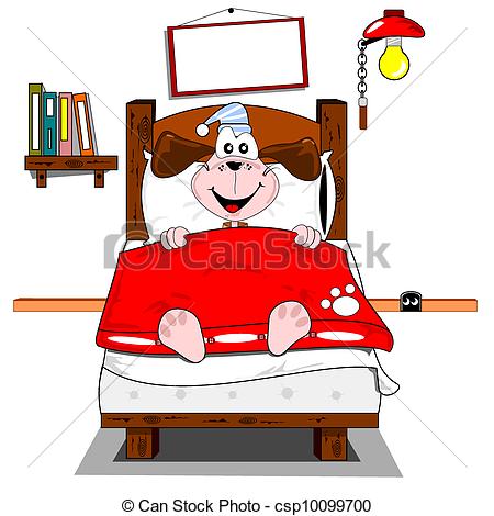 Vector Clipart Of A Cartoon Dog In Bed   A Cartoon Dog Lying In Bed    