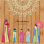 With Beautiful Oriental Girls Circular Patterns And Ornaments Oriental