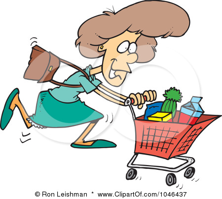 1046437 Cartoon Grocery Shopping Woman Poster Art Print  2
