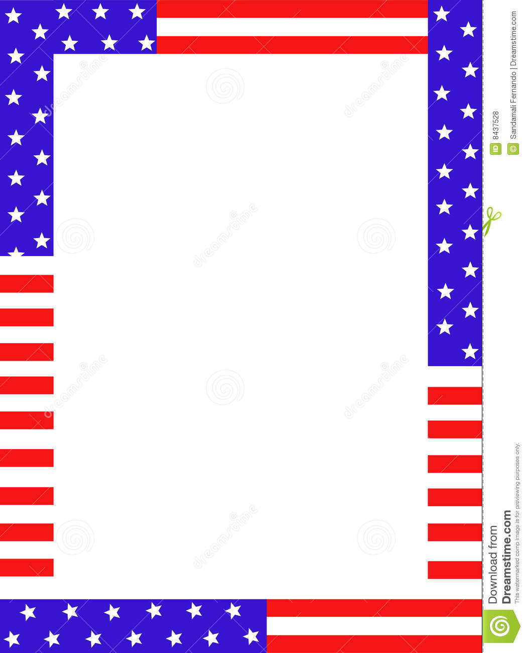 Blue And Red Patriotic Stars And Stripes Page Border   Frame Design 