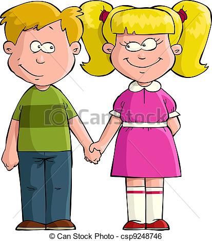 Boy And Girl Holding Hands Vector    Csp9248746   Search Clipart
