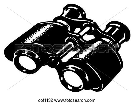 Clip Art   A Black And White Version Of A Vintage Pair Of Binoculars