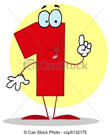Clipart Vector Of Funny Cartoon Numbers 1   Friendly Number 1 One Guy
