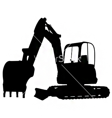 Compact Excavator Silhouette Vector Clipart