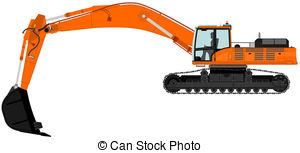 Excavator   Illustration Of Orange Excavator On Tracks