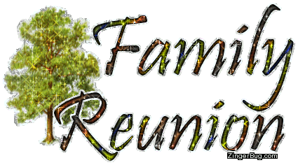 Family Reunion Glitter Text With Tree Glitter Graphic Comment