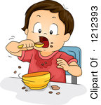     Of A Messy Toddler Boy Eating From A Bowl Royalty Free Vector Clipart