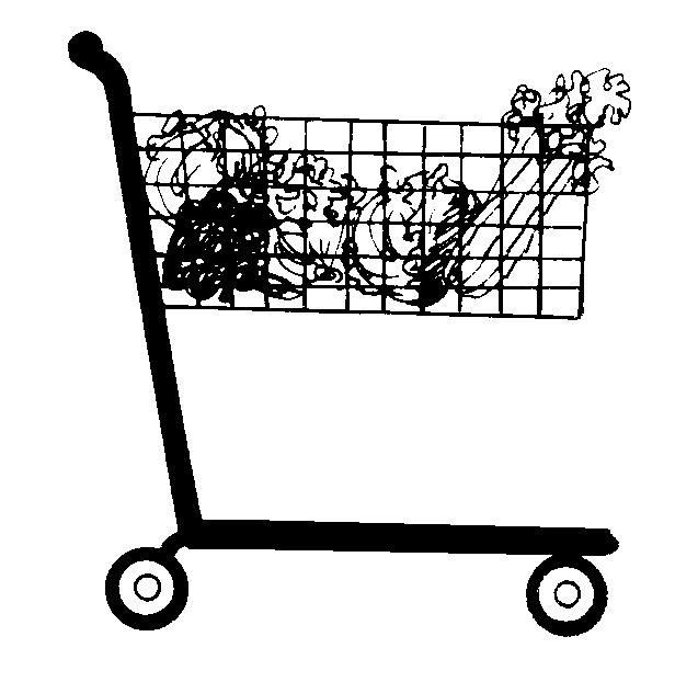 Page 13   B W Clipart  Bell Pepper Squash Eggplants Shopping Cart