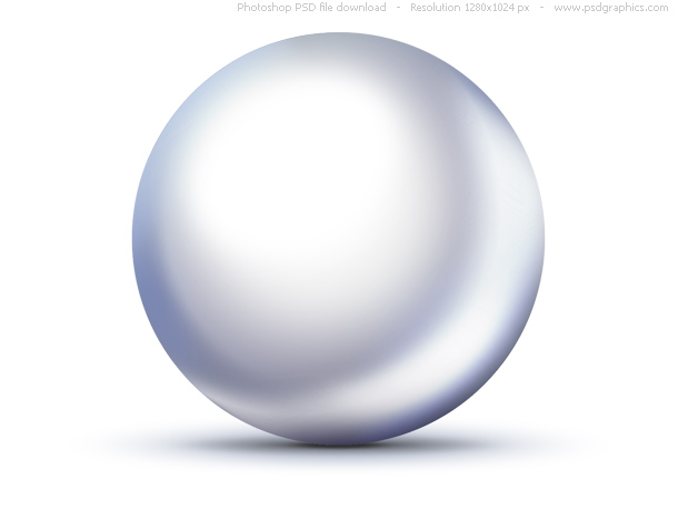 Pearl In Psd Format  Shiny White Sphere With Shadow Isolated On White