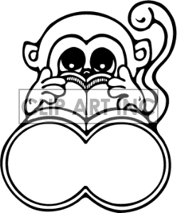 Royalty Free Black And White Monkey With Binoculars Clipart Image    