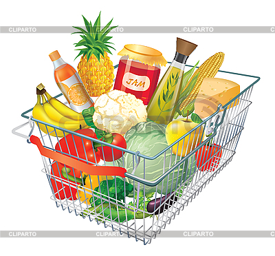 Shopping Cart With Food   Stock Vector Graphics   Id 3174226