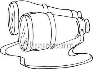 Simple Black And White Binoculars   Royalty Free Clipart Picture