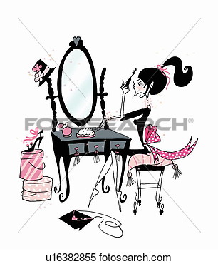 Stock Illustration Of Woman Applying Makeup U16382855   Search Clipart