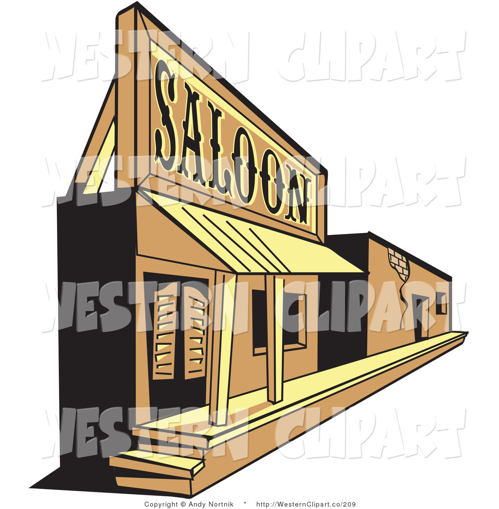 Vector Western Clip Art Of An Old Wood Saloon Facade In A Ghost Town