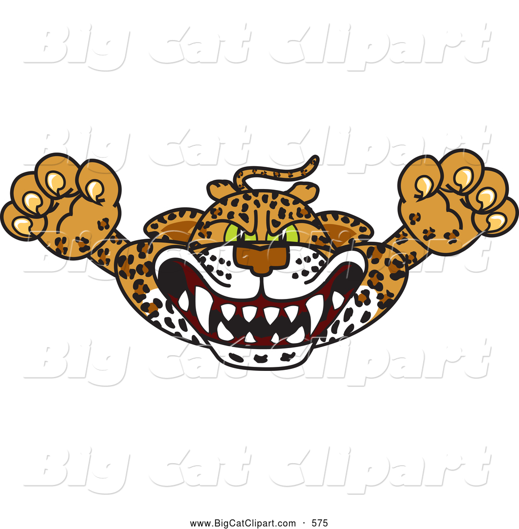 Big Cat Cartoon Vector Clipart Of A Mean Cheetah Jaguar Or Leopard    