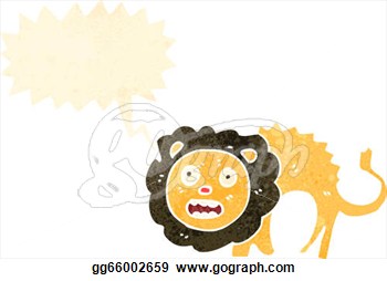       Cartoon Cowardly Lion With Speech Bubble  Clipart Gg66002659