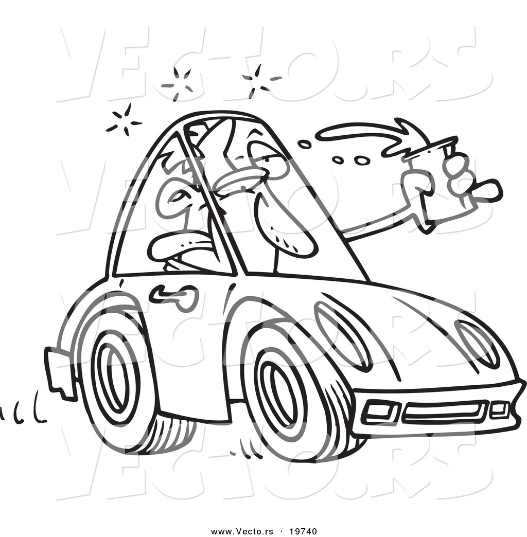 Cartoon Drunk Driver Driving While Intoxicated   Outlined Coloring    