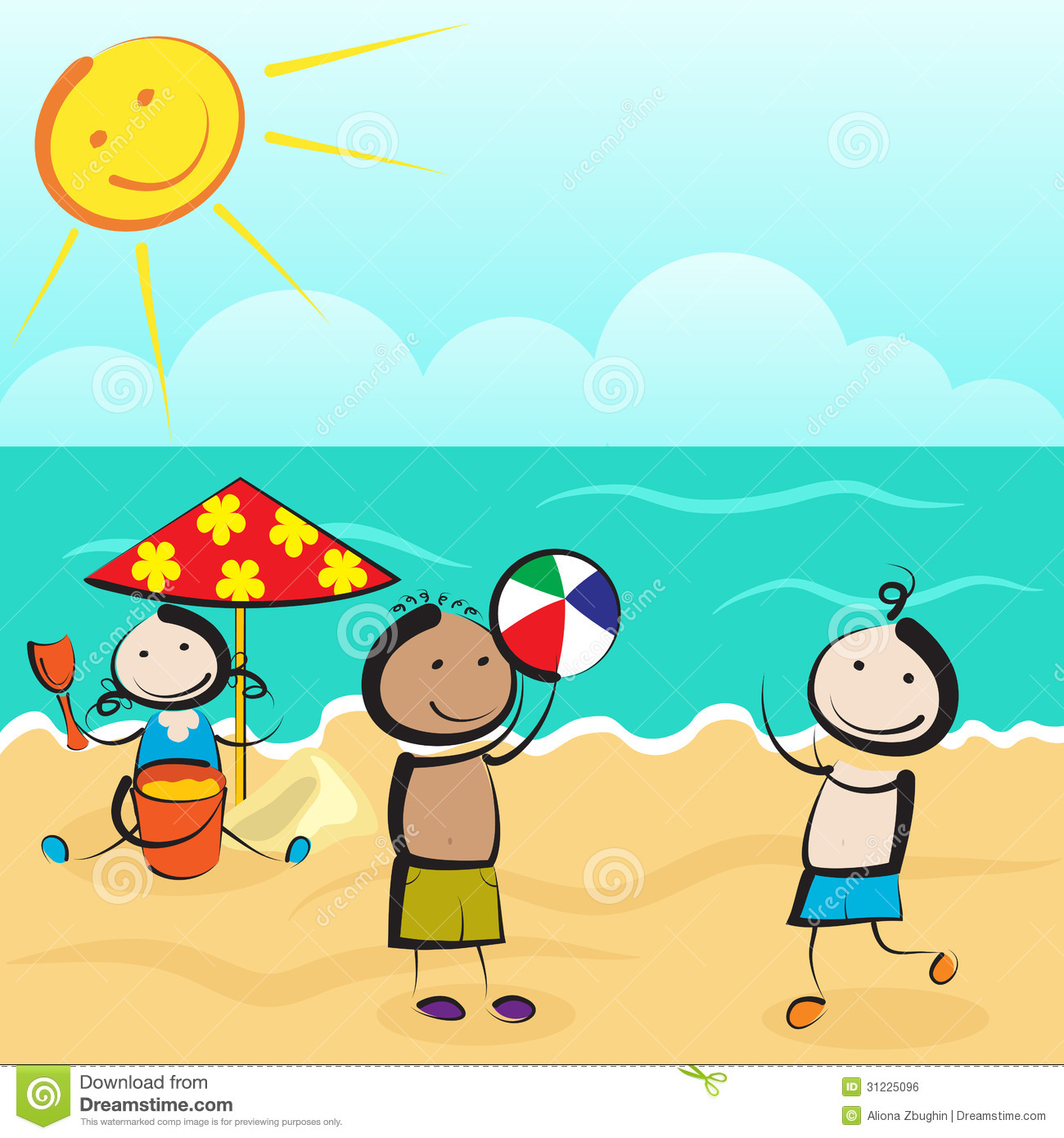 Children Playing On Beach Royalty Free Stock Image   Image  31225096