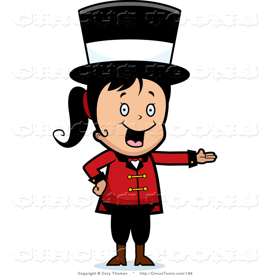 Circus Clipart Of A Black Haired Circus Ringmaster Woman Wearing A Hat