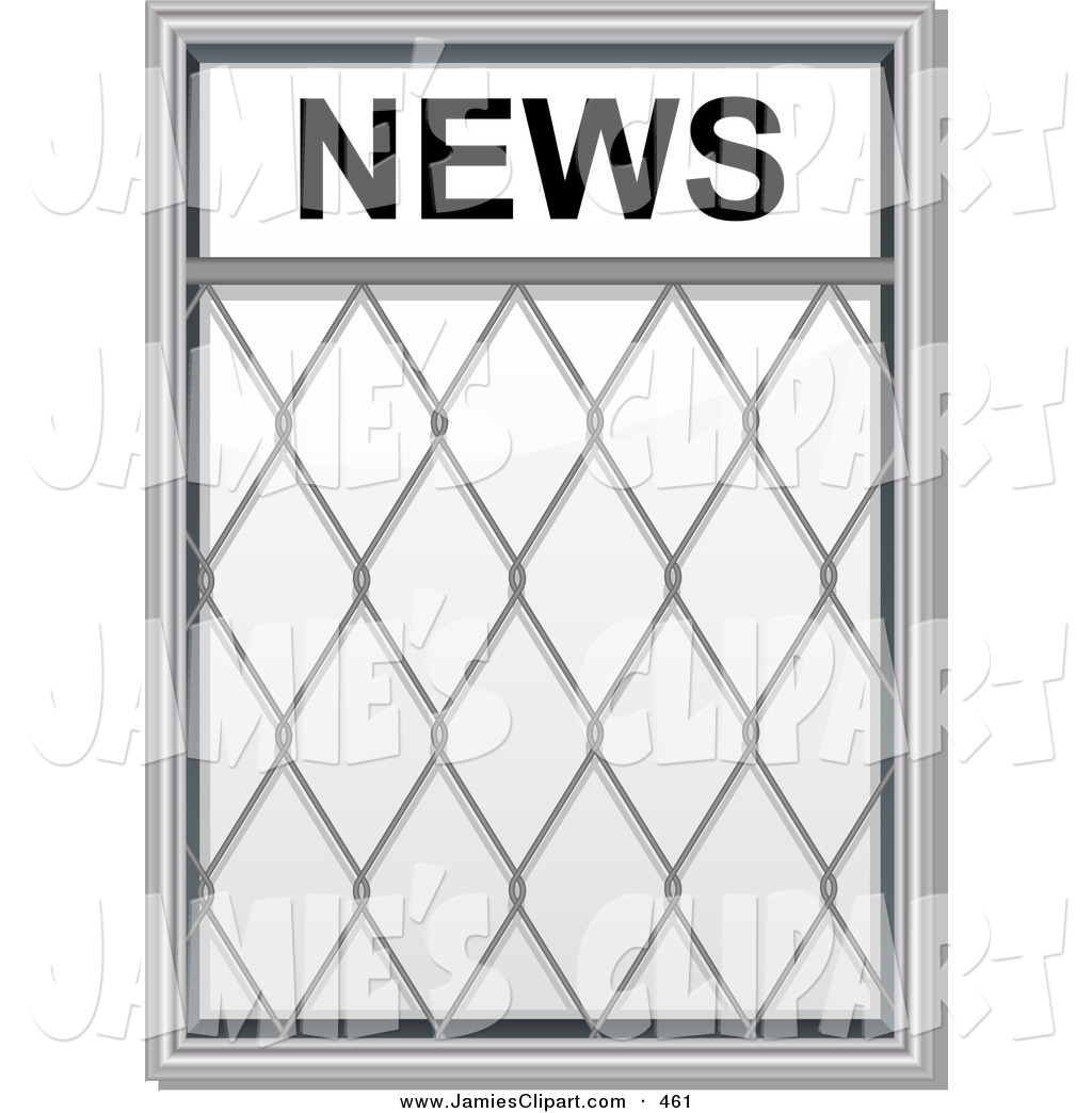 Clip Art Of A Chrome Newspaper Stand With A Wire Guard On A White