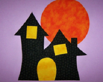 Clipart Ghost Bat Spooky Haunted House Moon   Purple Orange Black On