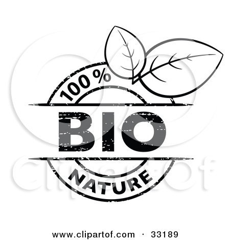 Clipart Illustration Of A Black And White 100 Percent Bio Nature Stamp