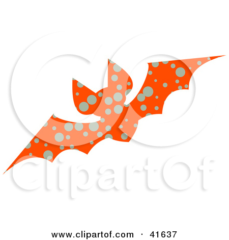 Clipart Illustration Of An Orange And Gray Spotted Patterned Bat