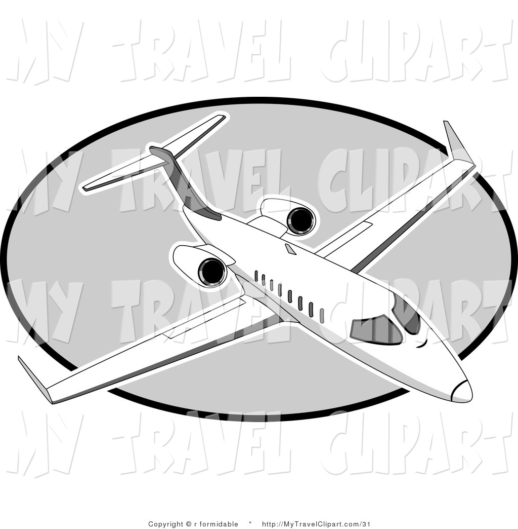 Clipart Of A Black And White Airplane On An Oval By R Formidable    31