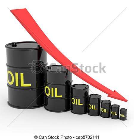 Clipart Of Decreasing Oil Barrels Graph Computer Generated Image