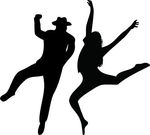 Couple Of Dancers Silhouette On White Background Editable