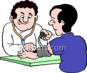 Doctor Taking Man S Blood Pressure   Royalty Free Clipart Picture
