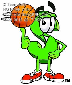 Dollar Sign Cartoon Character Spinning A Basketball   Clip Art    