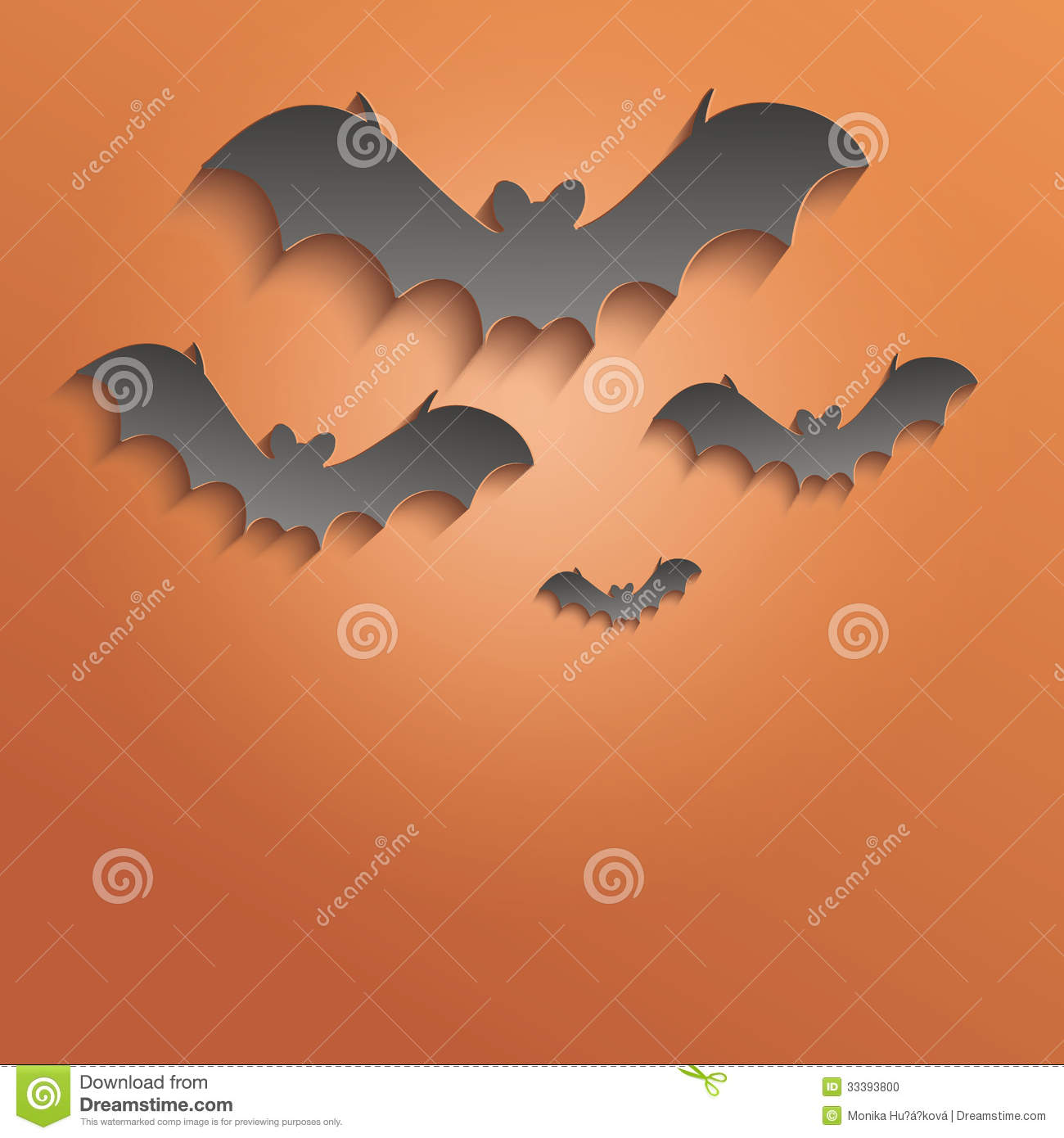 Halloween Bat Orange Black Paper 3d Stock Photo   Image  33393800